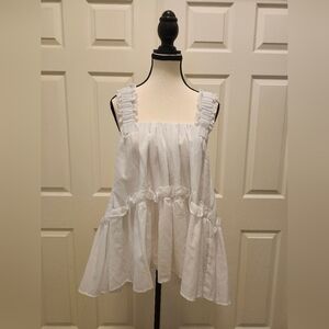 Brogger White Olive Tiered Top - Sz XS